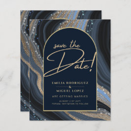 Sterrennacht Navy Gold Agate Wedding SAVE DATE