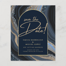 Sterrennacht Navy Gold Agate Wedding SAVE DATE Flyer