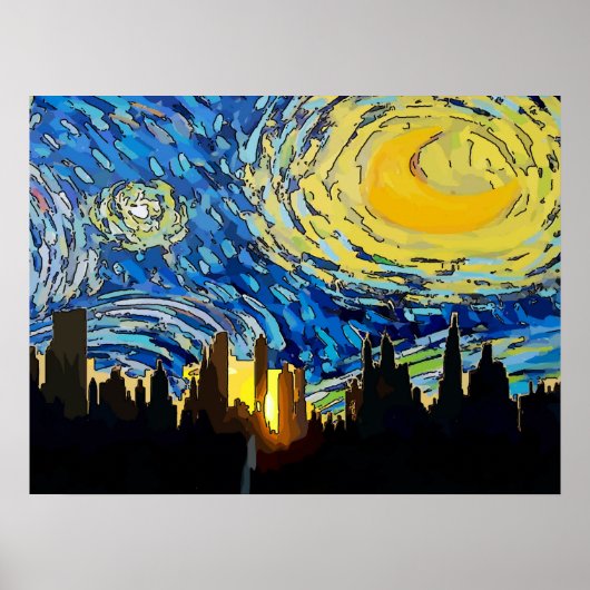 Sterrennacht New York Abstract Sky Poster (Voorkant)