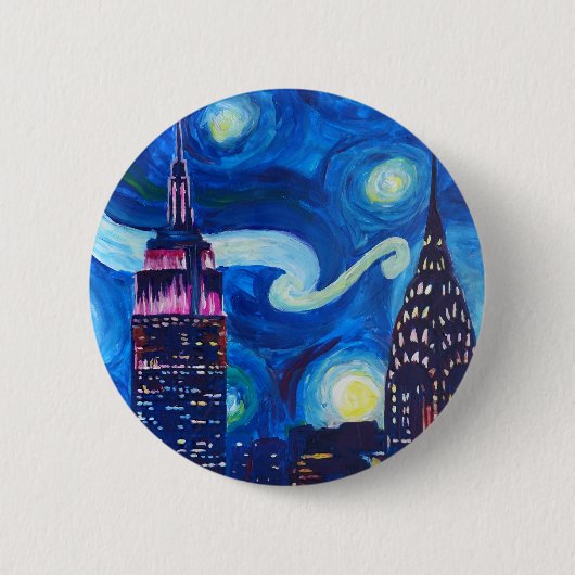 Sterrennacht New York Ronde Button 5,7 Cm (Voorkant)