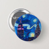 Sterrennacht New York Ronde Button 5,7 Cm (Voorkant /achterkant)