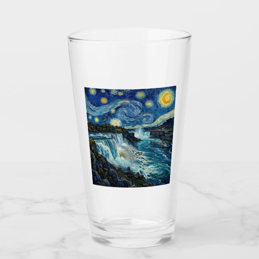 Sterrennacht Niagara Falls Glas (Voorkant)