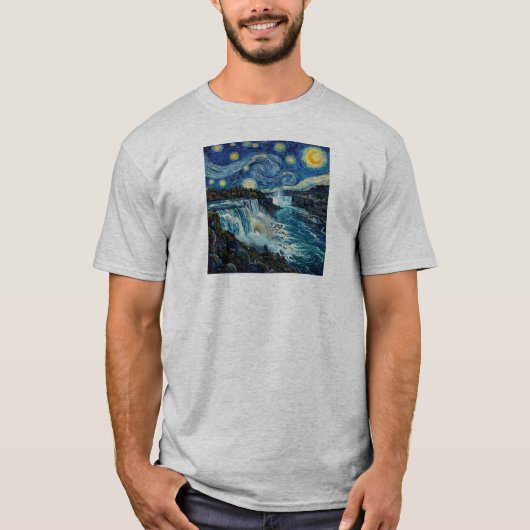 Sterrennacht Niagara Falls T-shirt (Voorkant)