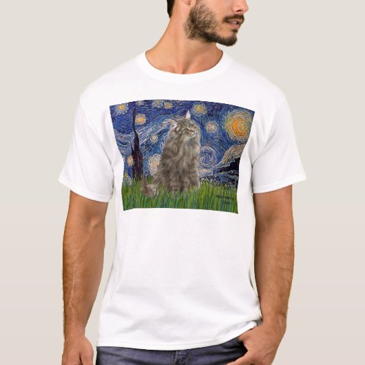 Sterrennacht - Noorse boskat T-shirt (Voorkant)