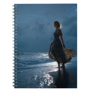 Sterrennacht Ocean Starlight Silhouette Art Notebo Notitieboek