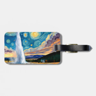 Sterrennacht Old Faithful Yellowstone Park Bagagelabel