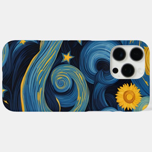 Sterrennacht ontmoet zonnebloempatroon Case-Mate iPhone case (Achterkant (horizontaal))