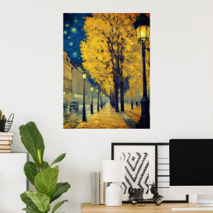 Sterrennacht op Andrássy Avenue, Boedapest Poster