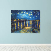 Sterrennacht op de Rijn | Van Gogh | Canvas Afdruk (Insitu (Houten vloer))