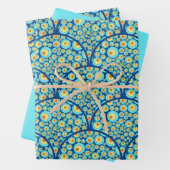 Sterrennacht op Zee Doodle Art Deco Scallop Inpakpapier Vel (In situ)