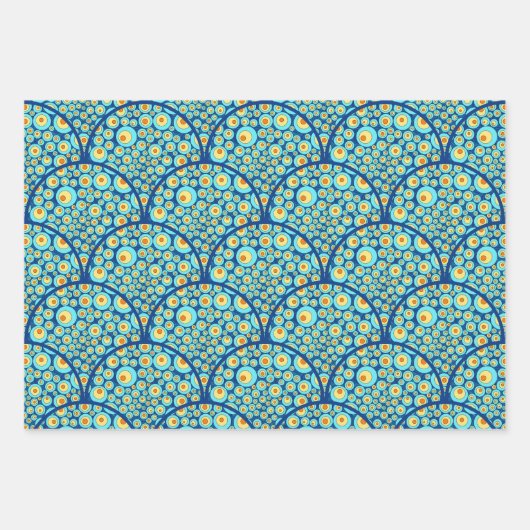 Sterrennacht op Zee Doodle Art Deco Scallop Inpakpapier Vel (Voorkant)