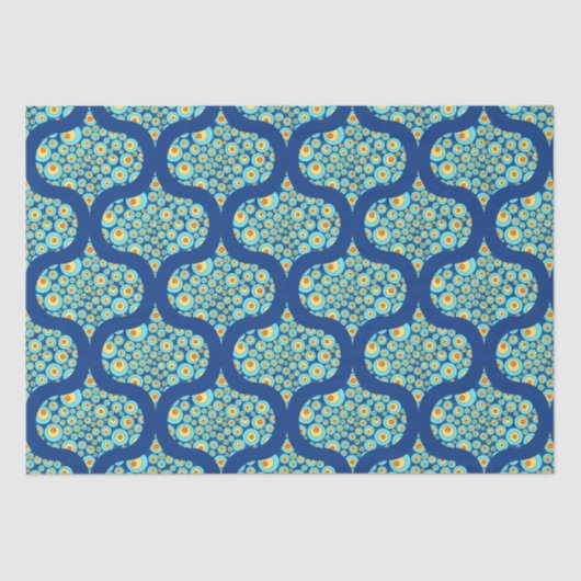 Sterrennacht op Zee Doodle Mid Mod Ogee Tissuepapier (Voorkant)