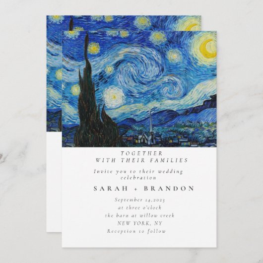 Sterrennacht Oud schilderij bruiloft uitnodiging (Voorkant / Achterkant)