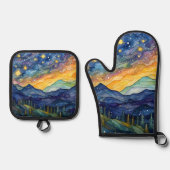 Sterrennacht Ovenwant & Pannenlap Set (Voorkant)