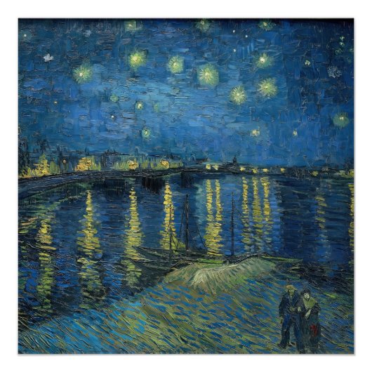 Sterrennacht Over de Rhône (1888) Vincent van Gog Perfect Poster (Voorkant)