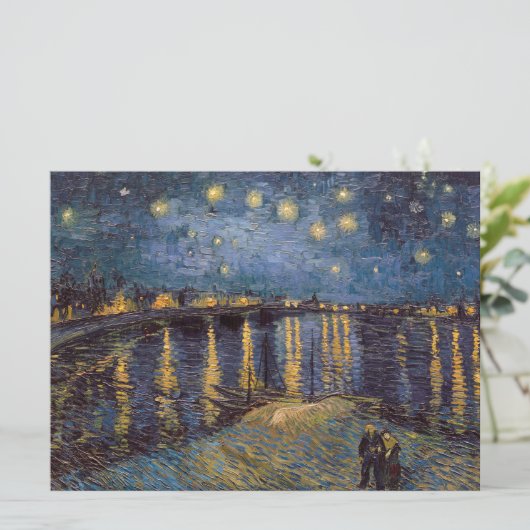 Sterrennacht over de Rhône door Vincent van Gogh Feestdagenkaart (Staand voorkant)