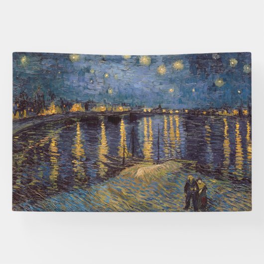 Sterrennacht over de Rhône door Vincent van Gogh Spandoek (Horizontaal)