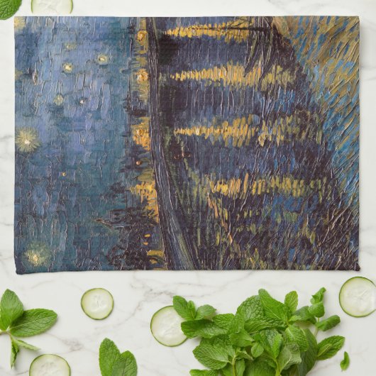 Sterrennacht over de Rhône door Vincent van Gogh Theedoek (Gevouwen)