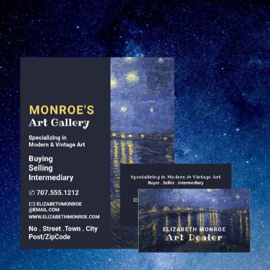 Sterrennacht over de Rhône, kunsthandelaar Visitekaartje