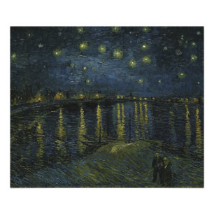 Sterrennacht over de Rhône, olieverfschilderij Van Foto Afdruk