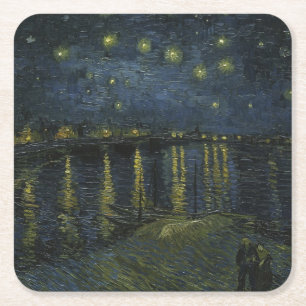 Sterrennacht over de Rhône, olieverfschilderij Van Kartonnen Onderzetters
