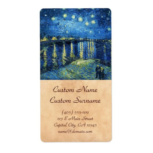 Sterrennacht over de Rhone Vincent van Gogh Etiket (Voorkant)