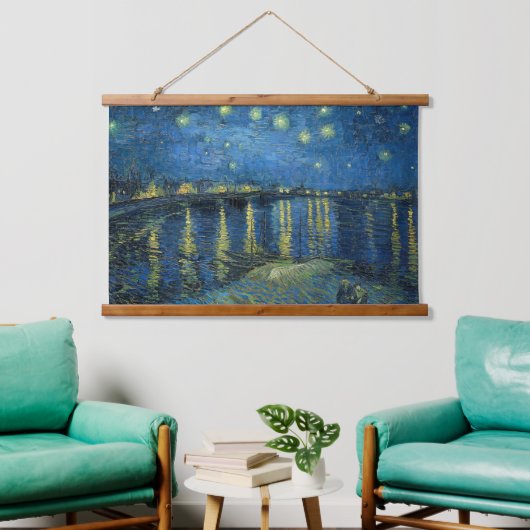 Sterrennacht over de Rhône | Vincent van Gogh Hangend Wandkleed (Woonkamer)