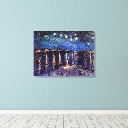 Sterrennacht over de Rijn door Van Gogh Canvas Afdruk (Insitu (Houten vloer))
