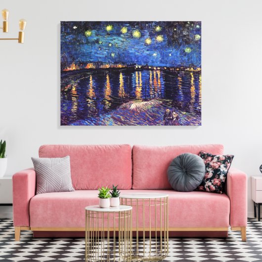 Sterrennacht over de Rijn door Van Gogh Canvas Afdruk (Insitu (Woonkamer))