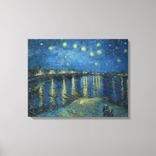 Sterrennacht over de Rijn (door van Gogh) Canvas Afdruk