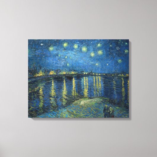 Sterrennacht over de Rijn (door van Gogh) Canvas Afdruk (Voorkant)