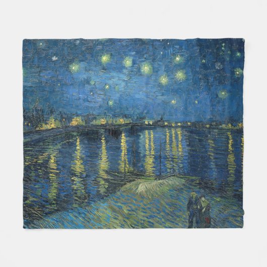 Sterrennacht over de Rijn (door van Gogh) Fleece Deken (Voorkant (Horizontaal))