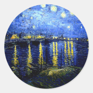Sterrennacht over de Rijn door van Gogh Ronde Sticker