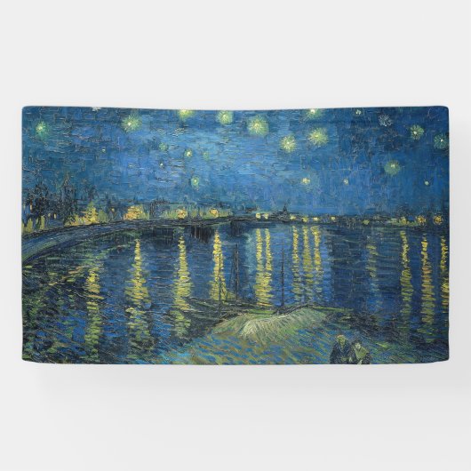 Sterrennacht over de Rijn (door van Gogh) Spandoek (Horizontaal)