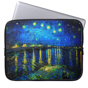 Sterrennacht over de Rijn door Vincent Van Gogh Laptop Sleeve