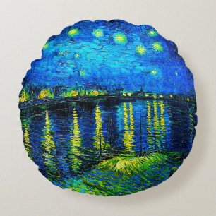 Sterrennacht over de Rijn door Vincent Van Gogh Rond Kussen