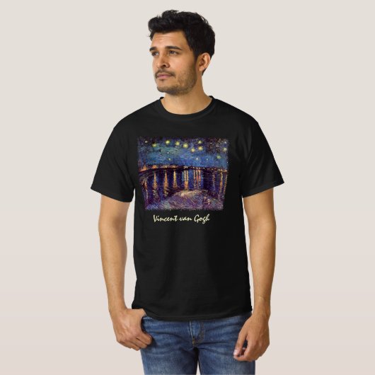 Sterrennacht over de Rijn door Vincent van Gogh T-shirt (Voorkant volledig)