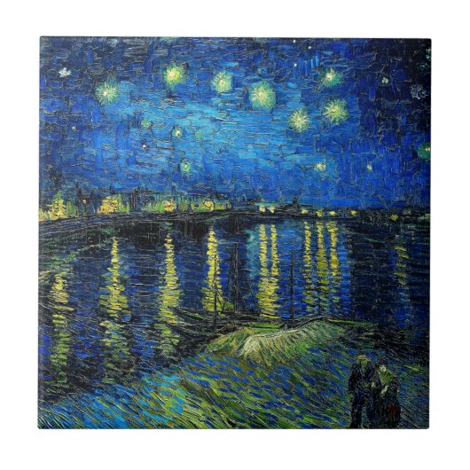 Sterrennacht over de Rijn door Vincent Van Gogh Tegeltje (Voorkant)