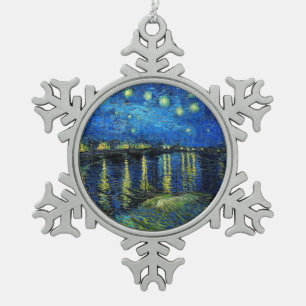 Sterrennacht over de Rijn door Vincent Van Gogh Tin Sneeuwvlok Ornament