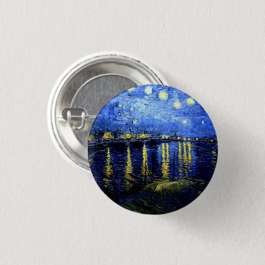 Sterrennacht over de Rijn, Ronde Button 3,2 Cm (Voorkant /achterkant)