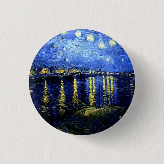 Sterrennacht over de Rijn, Ronde Button 3,2 Cm (Voorkant)
