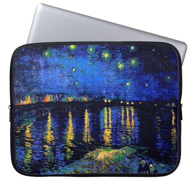 Sterrennacht over de Rijn Van Gogh Fine Art Laptop Sleeve (Voorkant)