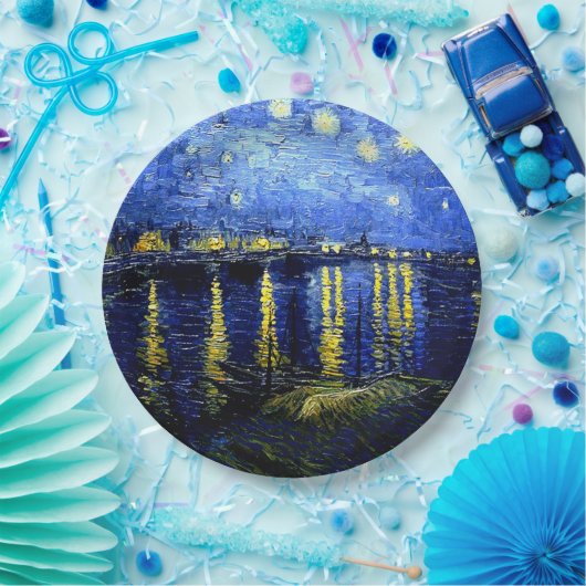 Sterrennacht over de Rijn, van Gogh meesterwerk Papieren Bordje (Feest)