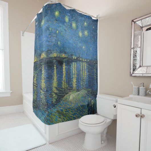 Sterrennacht over de Rijn Vincent Van Gogh Douchegordijn (In situ)
