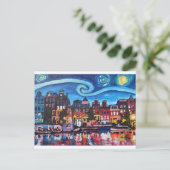 Sterrennacht over het Amsterdamse Kanaal Briefkaart (Staand voorkant)