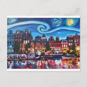 Sterrennacht over het Amsterdamse Kanaal Briefkaart