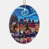 Sterrennacht over het kanaal van Amsterdam Keramisch Ornament (Rechts)