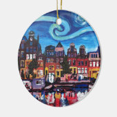 Sterrennacht over het kanaal van Amsterdam Keramisch Ornament (Links)