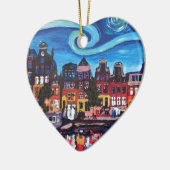 Sterrennacht over het kanaal van Amsterdam Keramisch Ornament (Links)