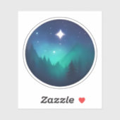 Sterrennacht over mystieke dennen sticker (Vel)